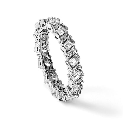 Sterlingsilber Schimmernd Rhodiniert 45 Stein Zirkonia Fantasie Memoire Ring