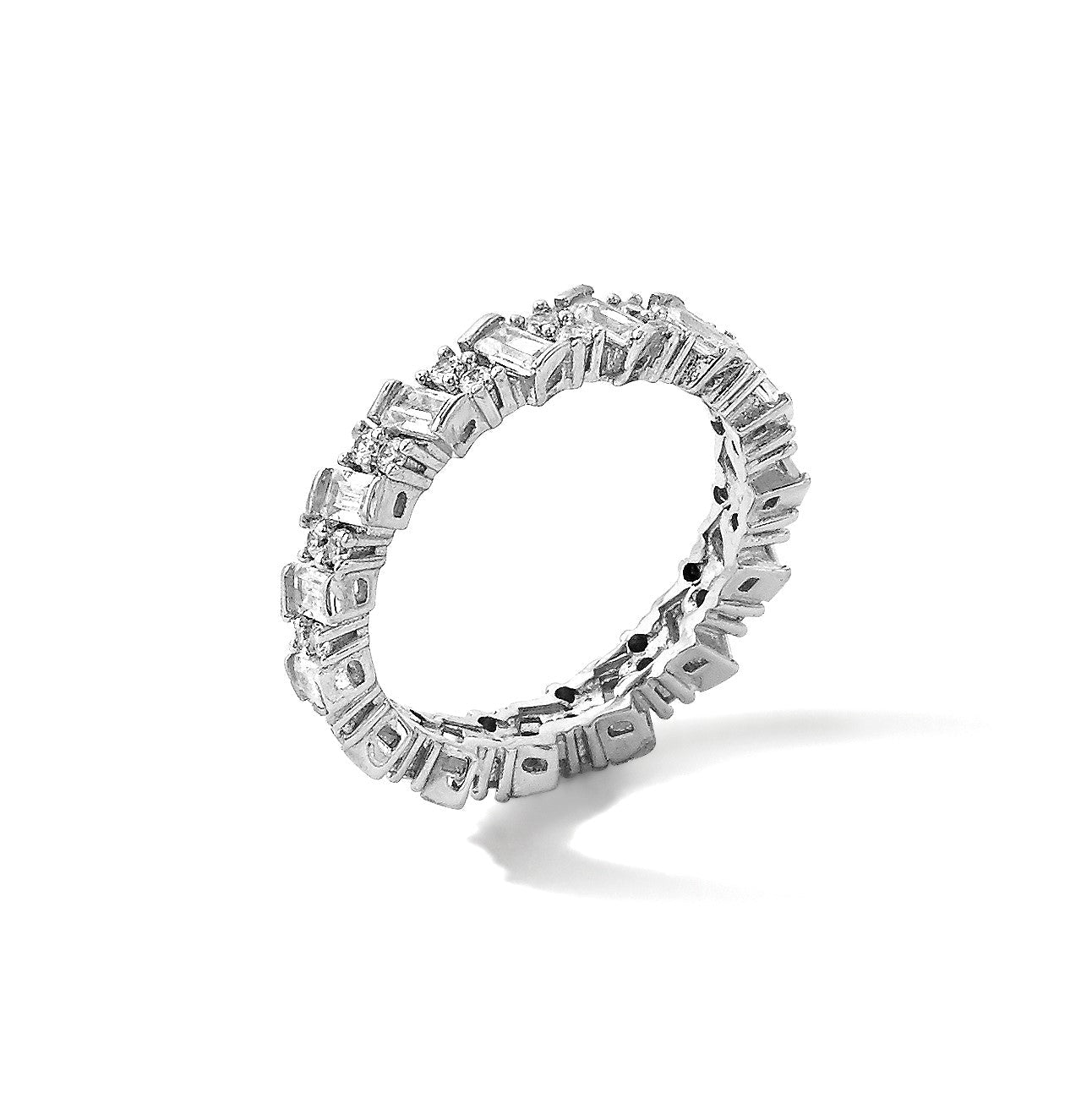 Sterlingsilber Schimmernd Rhodiniert 45 Stein Zirkonia Fantasie Memoire Ring