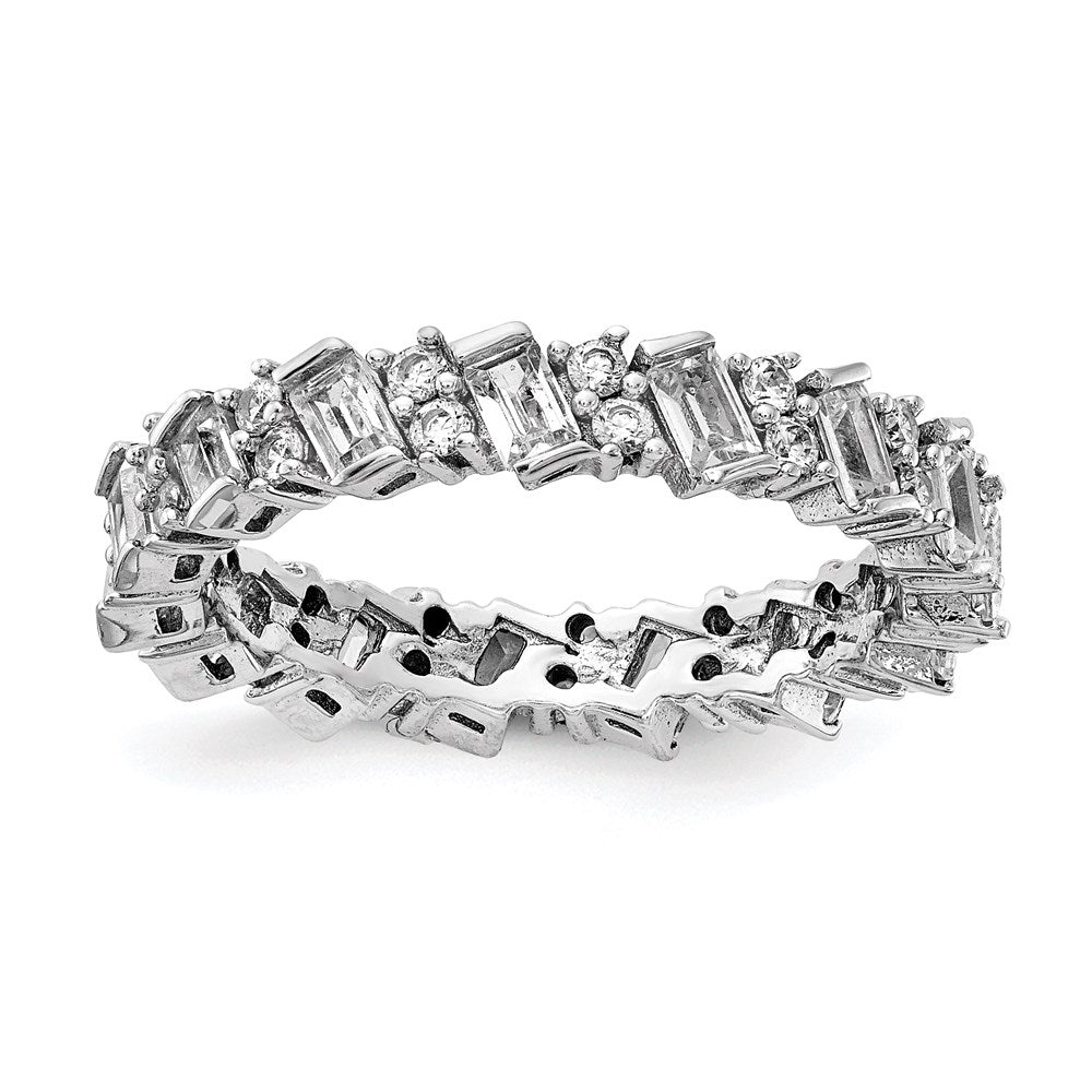 Sterlingsilber Schimmernd Rhodiniert 45 Stein Zirkonia Fantasie Memoire Ring