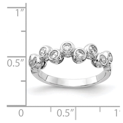 Sterlingsilber Schimmernd Rhodiniert 9 Stein Zirkonia Ring (size 6 Nur)