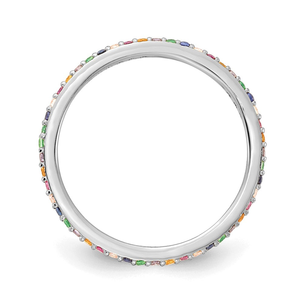 Sterlingsilber Prizma Rhodiniert Bunt Zirkonia Dünn Ring