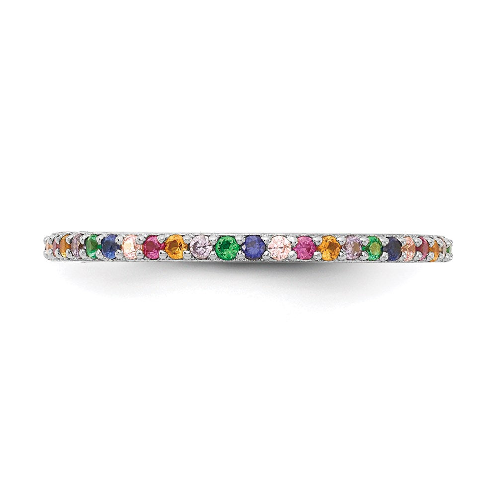 Sterlingsilber Prizma Rhodiniert Bunt Zirkonia Dünn Ring