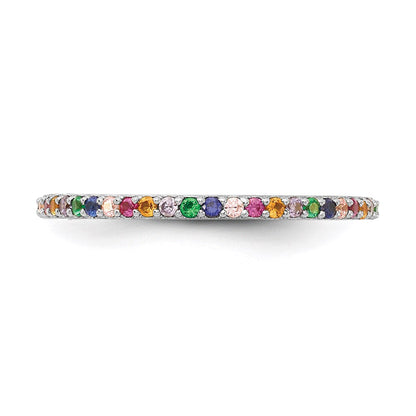 Sterlingsilber Prizma Rhodiniert Bunt Zirkonia Dünn Ring