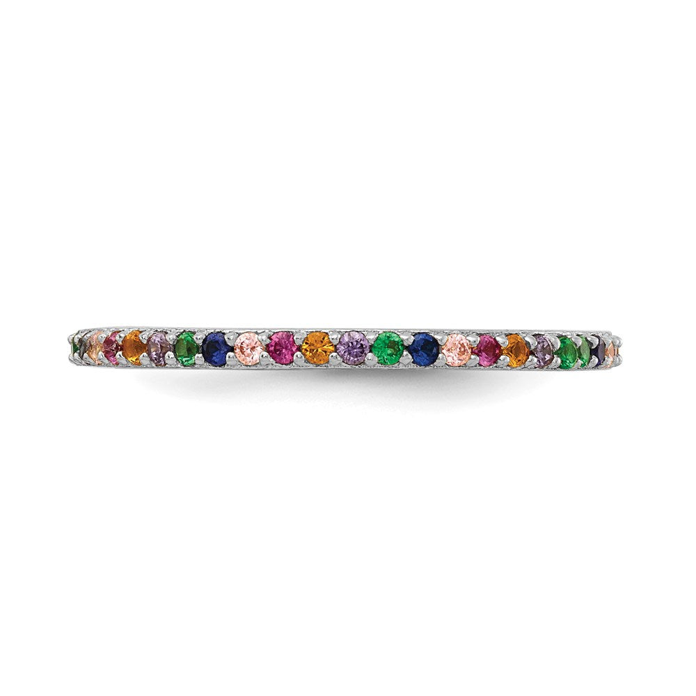 Sterlingsilber Prizma Rhodiniert Bunt Zirkonia Dünn Ring