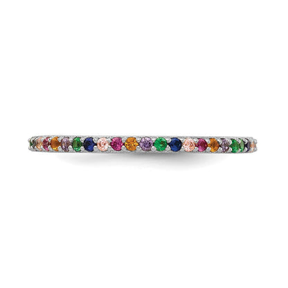 Sterlingsilber Prizma Rhodiniert Bunt Zirkonia Dünn Ring