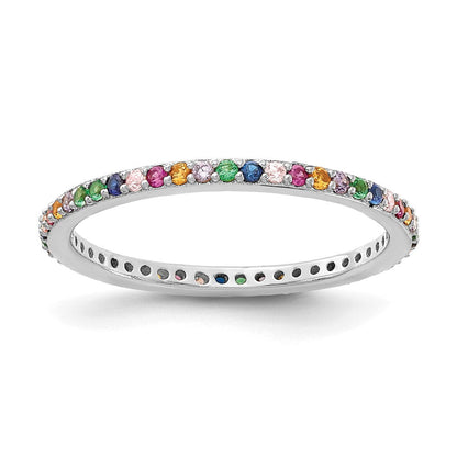 Sterlingsilber Prizma Rhodiniert Bunt Zirkonia Dünn Ring