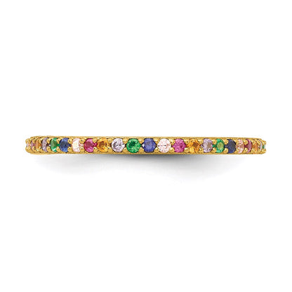 Sterlingsilber Prizma Goldfarben 14K Glanz Beschichtet Bunt Zirkonia Dünn Ring (size 7 Nur)