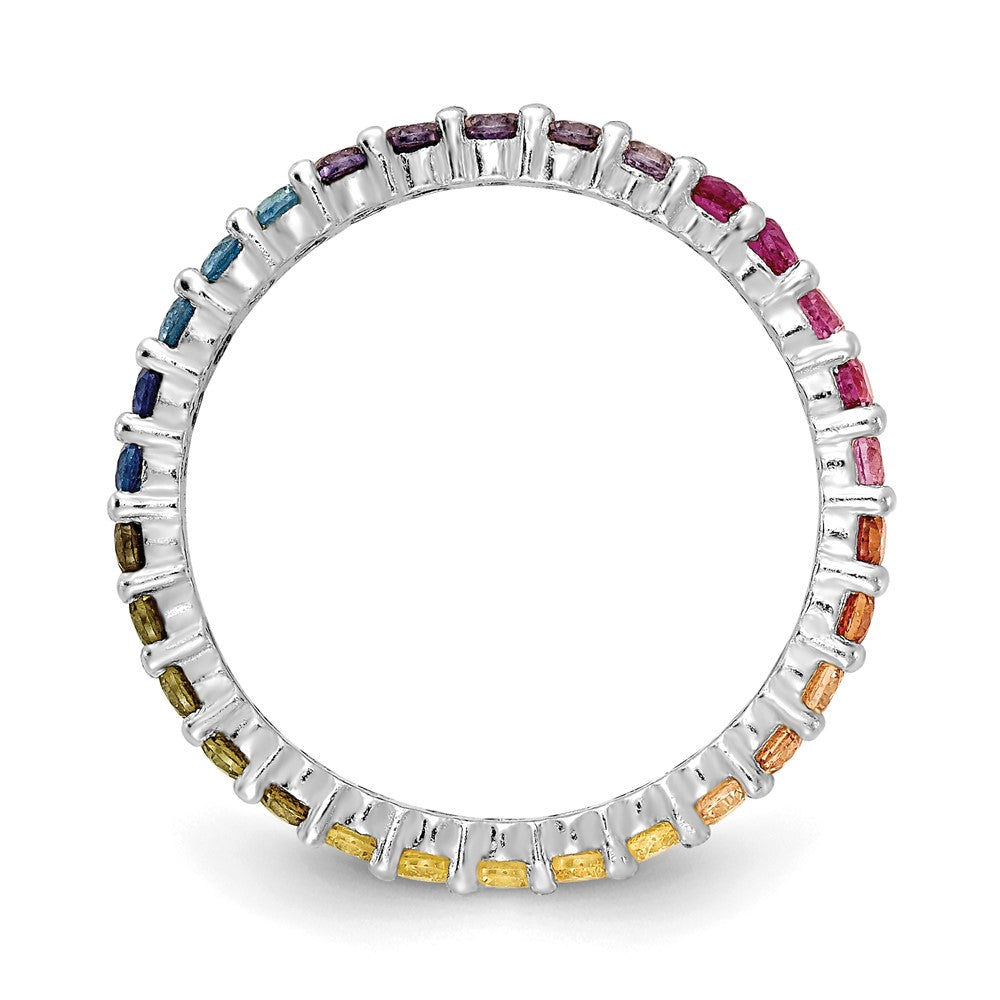 Sterlingsilber Prizma Rhodiniert Bunt Zirkonia Memoire Ring