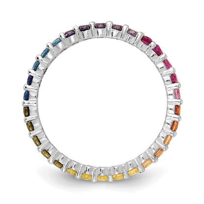 Sterlingsilber Prizma Rhodiniert Bunt Zirkonia Memoire Ring