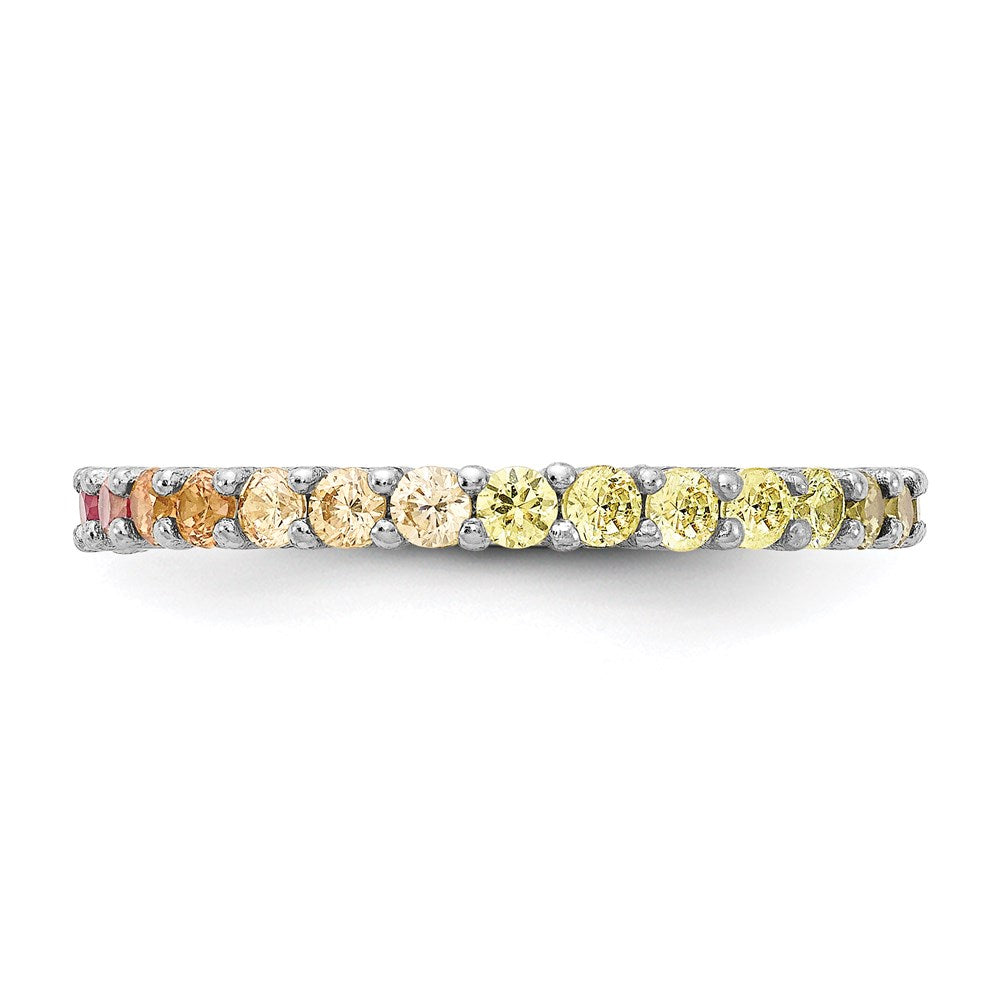 Sterlingsilber Prizma Rhodiniert Bunt Zirkonia Memoire Ring
