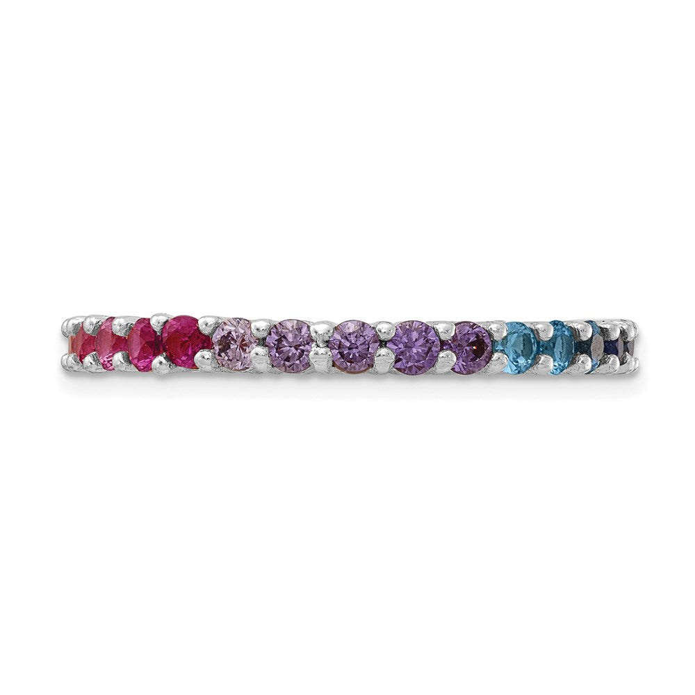 Sterlingsilber Prizma Rhodiniert Bunt Zirkonia Memoire Ring