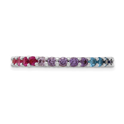 Sterlingsilber Prizma Rhodiniert Bunt Zirkonia Memoire Ring