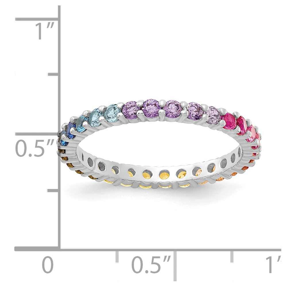 Sterlingsilber Prizma Rhodiniert Bunt Zirkonia Memoire Ring