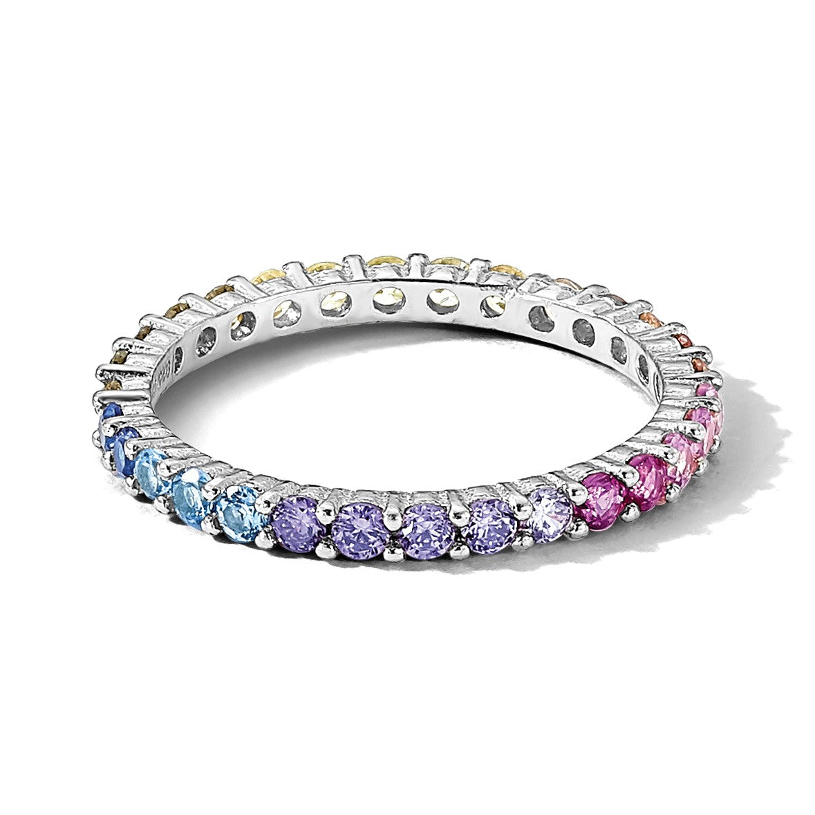 Sterlingsilber Prizma Rhodiniert Bunt Zirkonia Memoire Ring