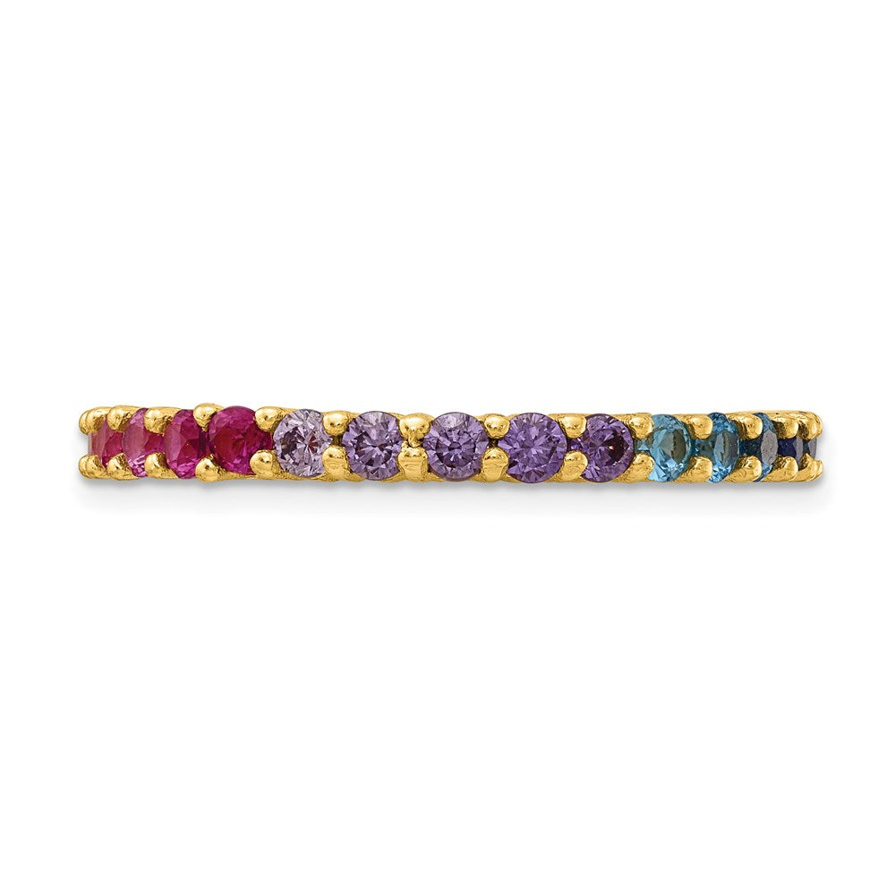 Sterlingsilber Prizma Goldfarben 14K Glanz Beschichtet Bunt Zirkonia Memoire Ring