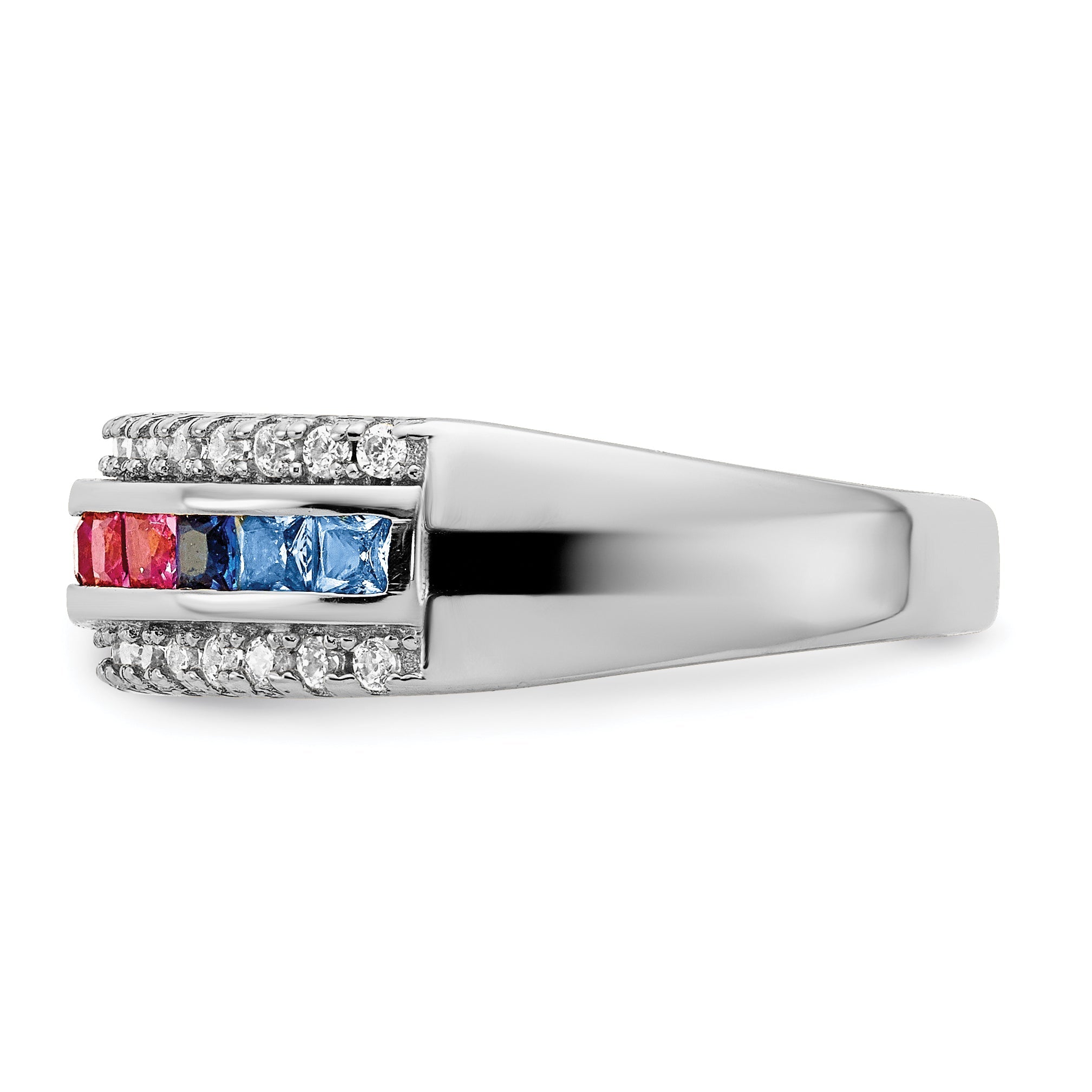 Sterlingsilber Prizma Rhodiniert Kanalfassung Set Bunt und Weiß Zirkonia Ring