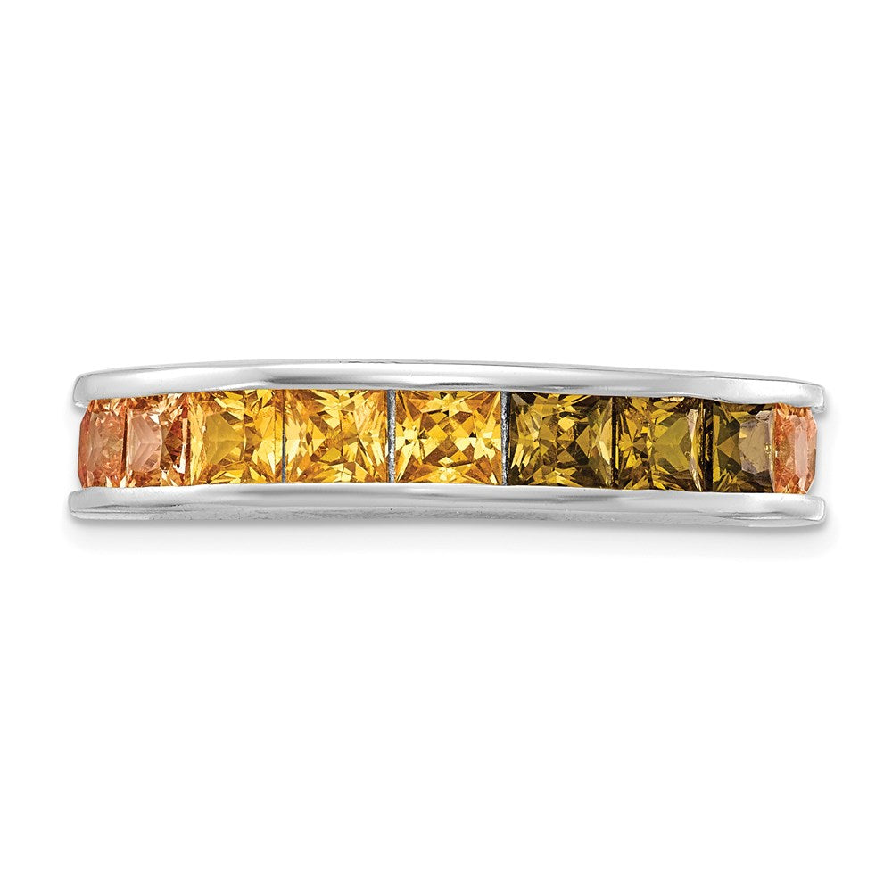Sterlingsilber Prizma Rhodiniert Kanalfassung Set Bunt Zirkonia Memoire Ring