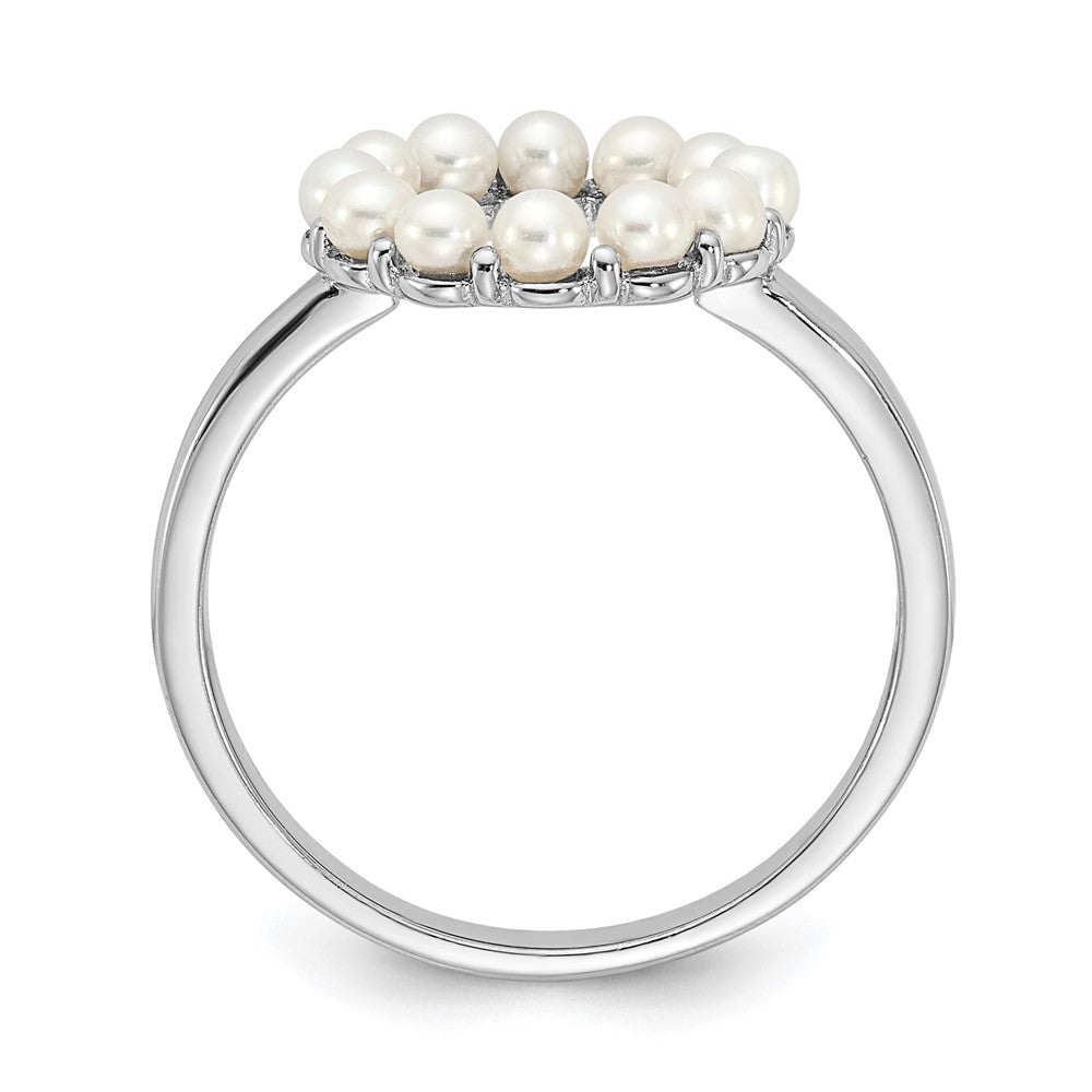 Sterlingsilber Rhodiniert 2 2.5mm Weiß Knopf Süßwasser Zuchtperle Ring (size 8 Nur)