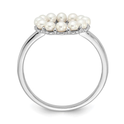 Sterlingsilber Rhodiniert 2 2.5mm Weiß Knopf Süßwasser Zuchtperle Ring (size 8 Nur)