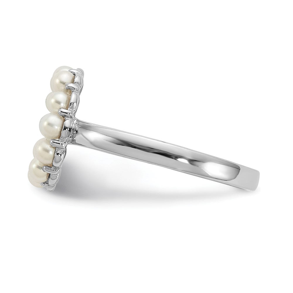 Sterlingsilber Rhodiniert 2 2.5mm Weiß Knopf Süßwasser Zuchtperle Ring (size 8 Nur)
