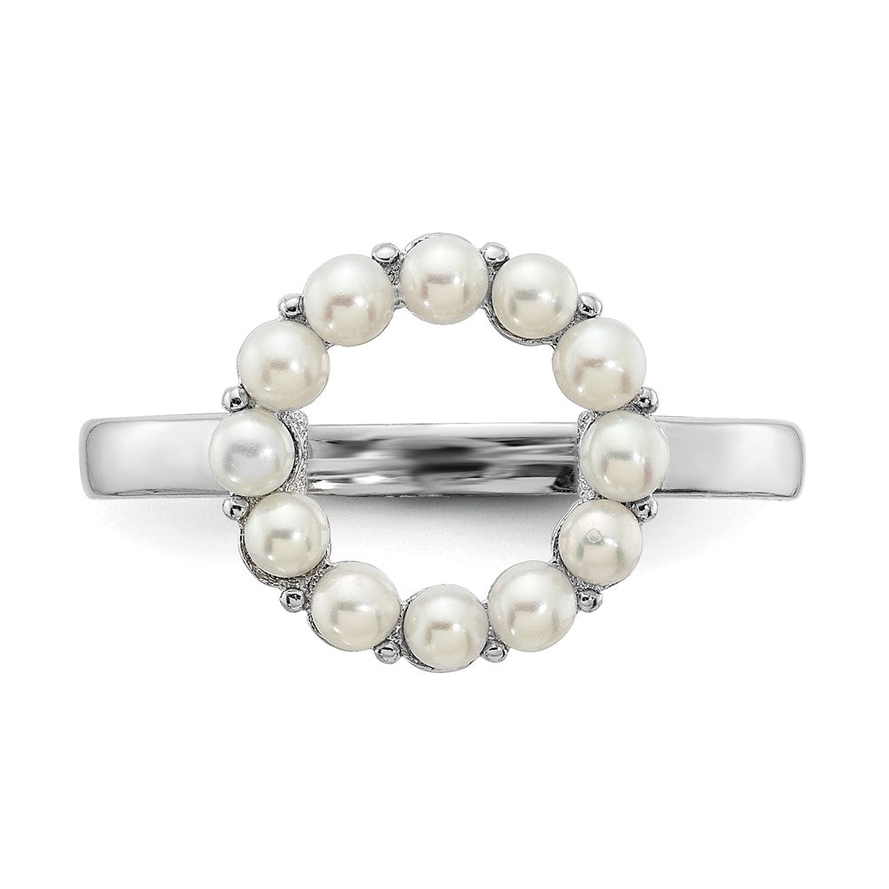 Sterlingsilber Rhodiniert 2 2.5mm Weiß Knopf Süßwasser Zuchtperle Ring (size 8 Nur)