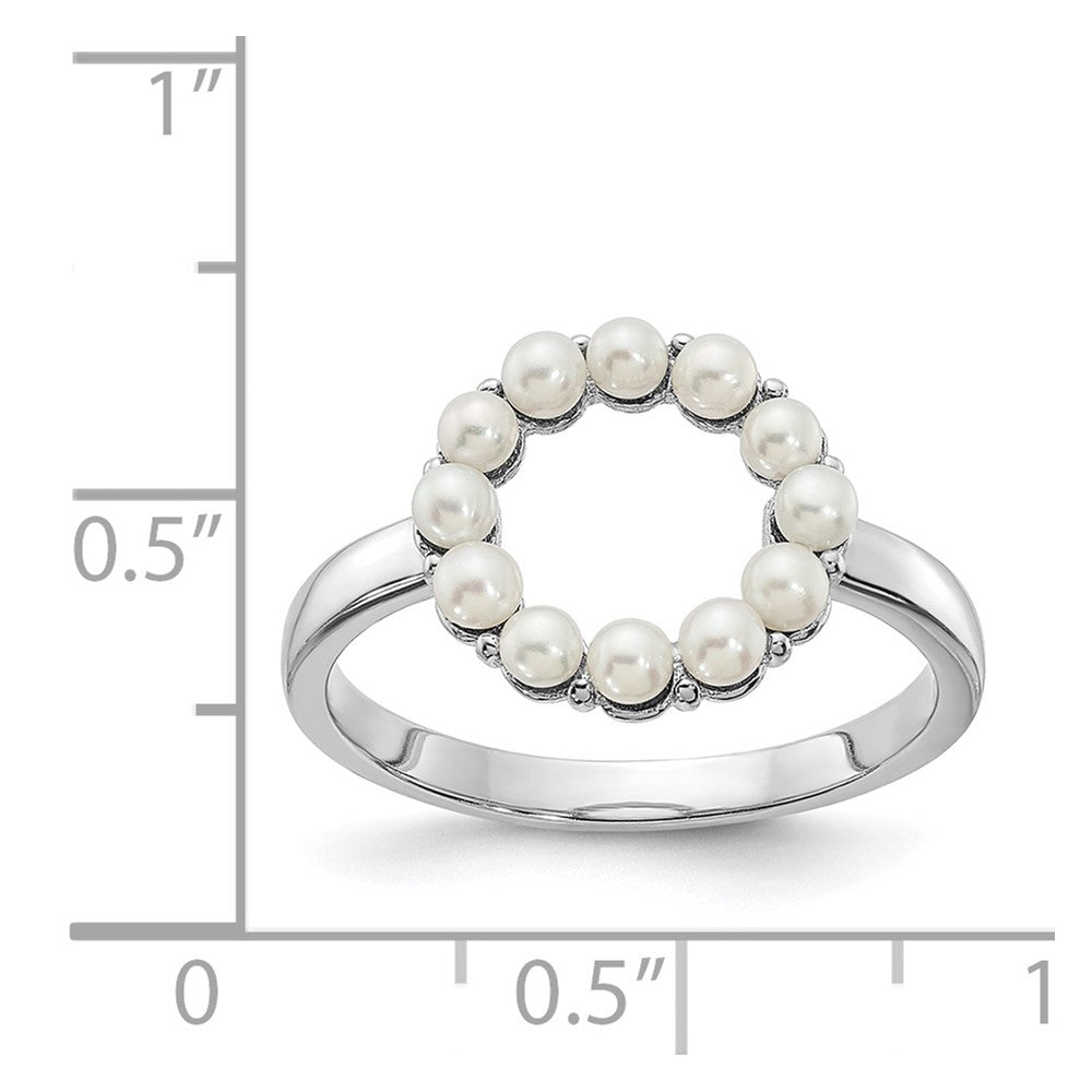 Sterlingsilber Rhodiniert 2 2.5mm Weiß Knopf Süßwasser Zuchtperle Ring (size 8 Nur)