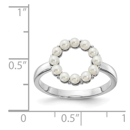 Sterlingsilber Rhodiniert 2 2.5mm Weiß Knopf Süßwasser Zuchtperle Ring (size 8 Nur)