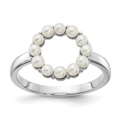 Sterlingsilber Rhodiniert 2 2.5mm Weiß Knopf Süßwasser Zuchtperle Ring (size 8 Nur)