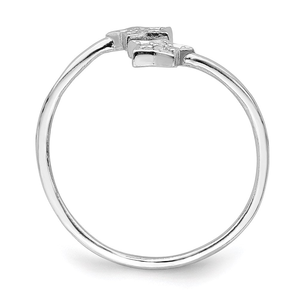 Sterlingsilber Rhodiniert Zirkonia Sterne Bypass Verstellbar Ring