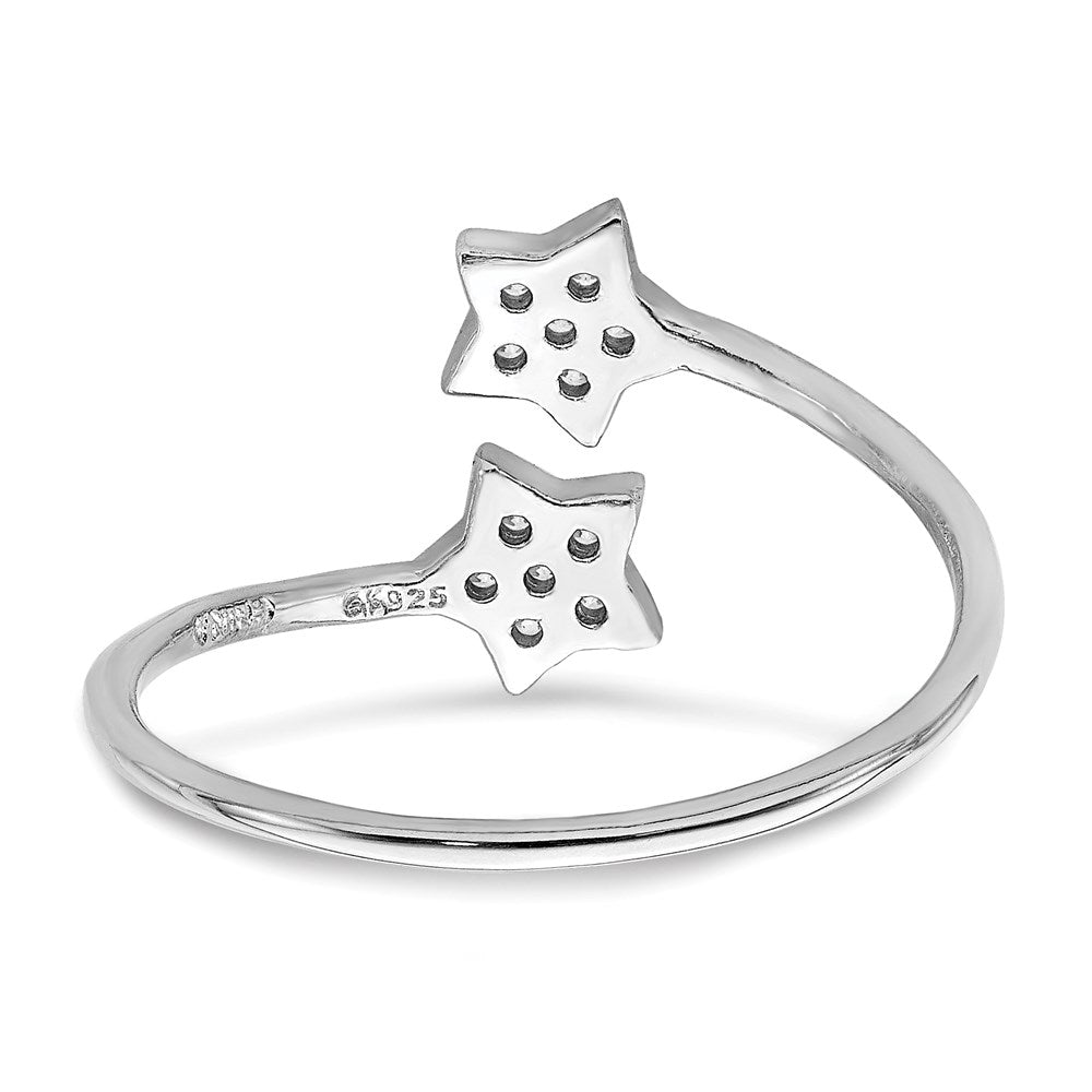 Sterlingsilber Rhodiniert Zirkonia Sterne Bypass Verstellbar Ring