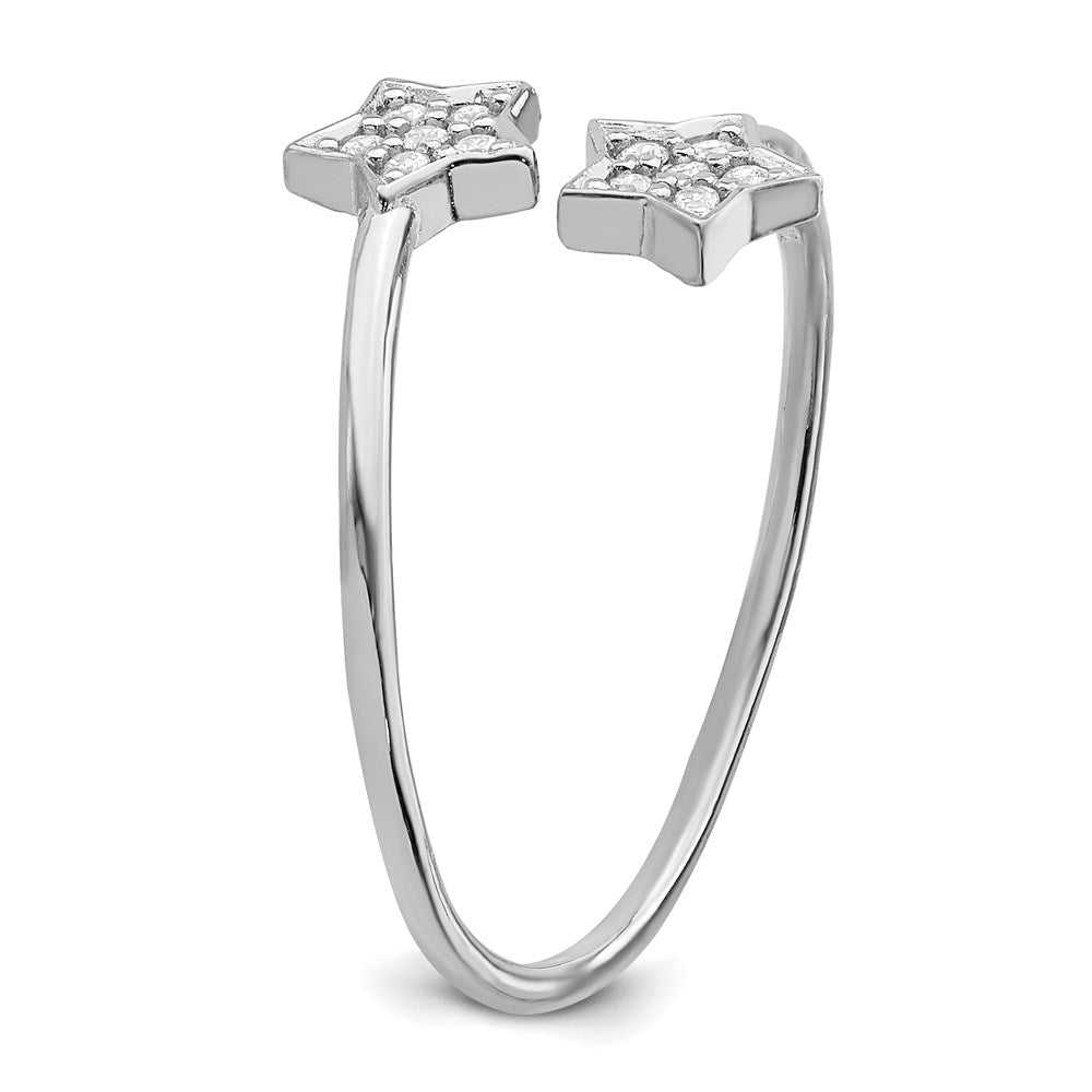 Sterlingsilber Rhodiniert Zirkonia Sterne Bypass Verstellbar Ring