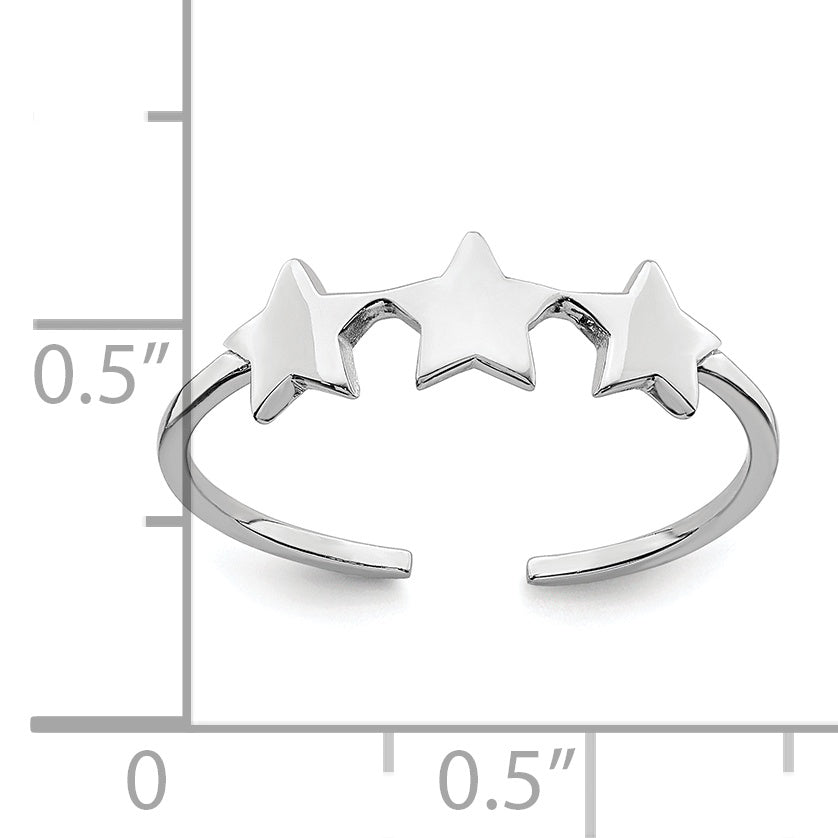 Sterlingsilber Rhodiniert Sterne Verstellbar Ring