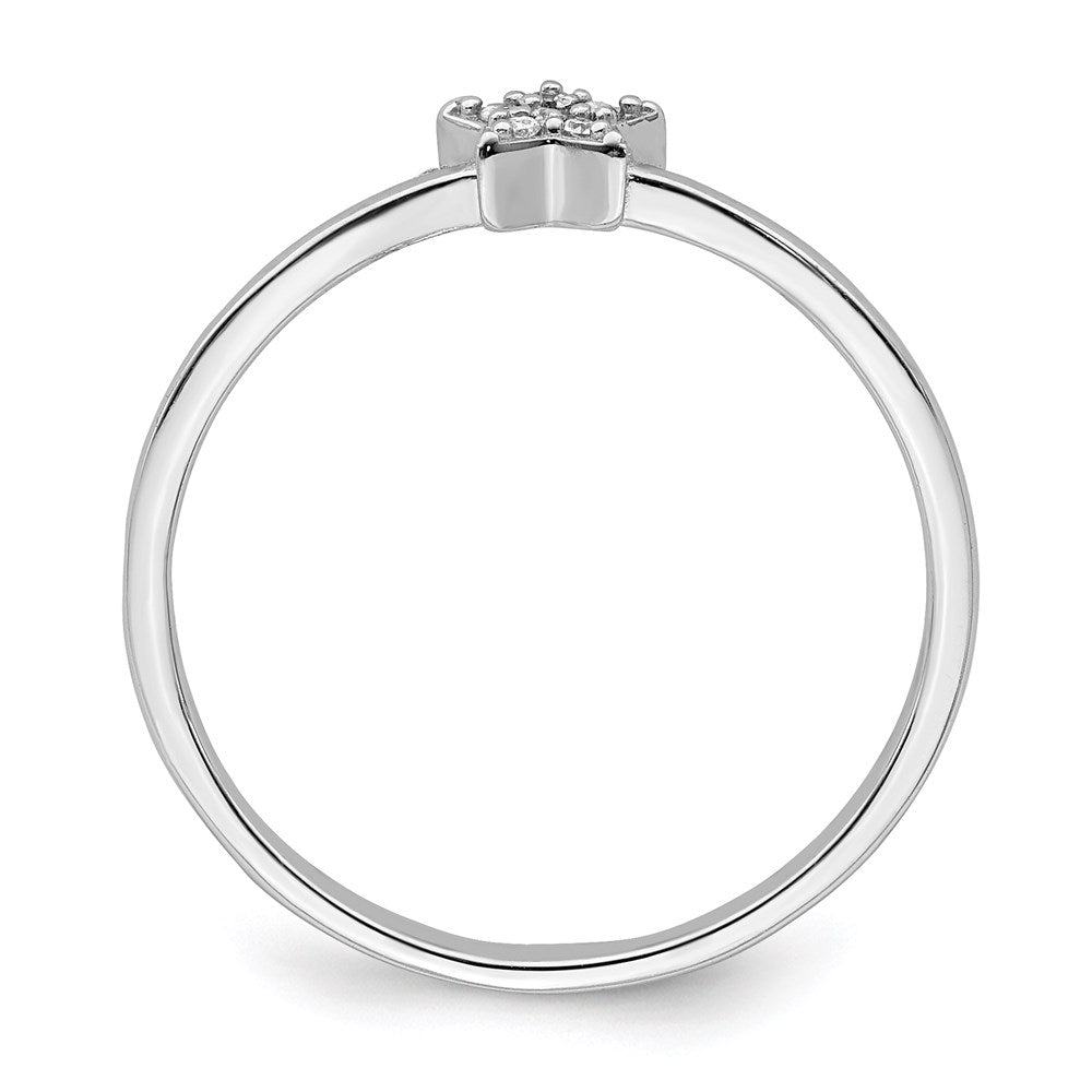 Sterlingsilber Rhodiniert Zirkonia Stern Ring