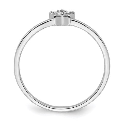Sterlingsilber Rhodiniert Zirkonia Stern Ring