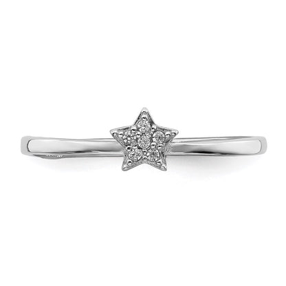 Sterlingsilber Rhodiniert Zirkonia Stern Ring