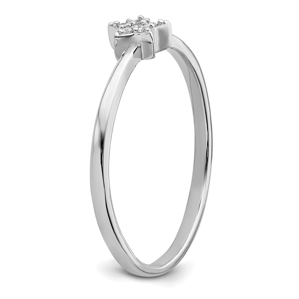 Sterlingsilber Rhodiniert Zirkonia Stern Ring