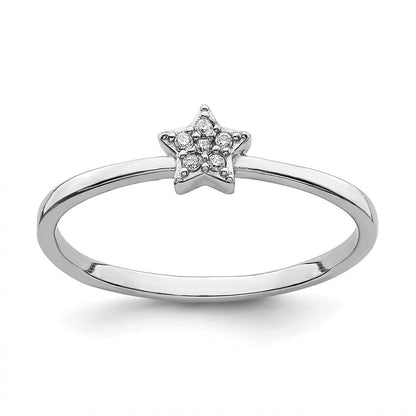 Sterlingsilber Rhodiniert Zirkonia Stern Ring