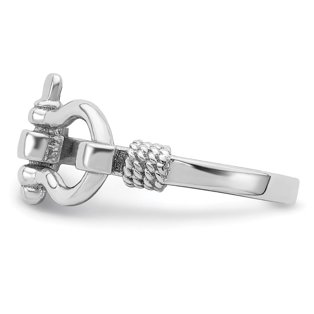 Sterlingsilber De Ani Rhodiniert Poliert Shackle mit Kordel Zierde Ring (size 7 Nur)