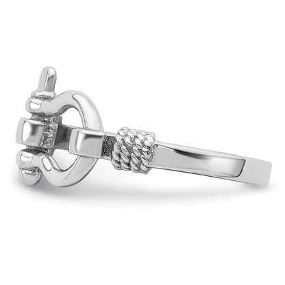 Sterlingsilber De Ani Rhodiniert Poliert Shackle mit Kordel Zierde Ring (size 7 Nur)