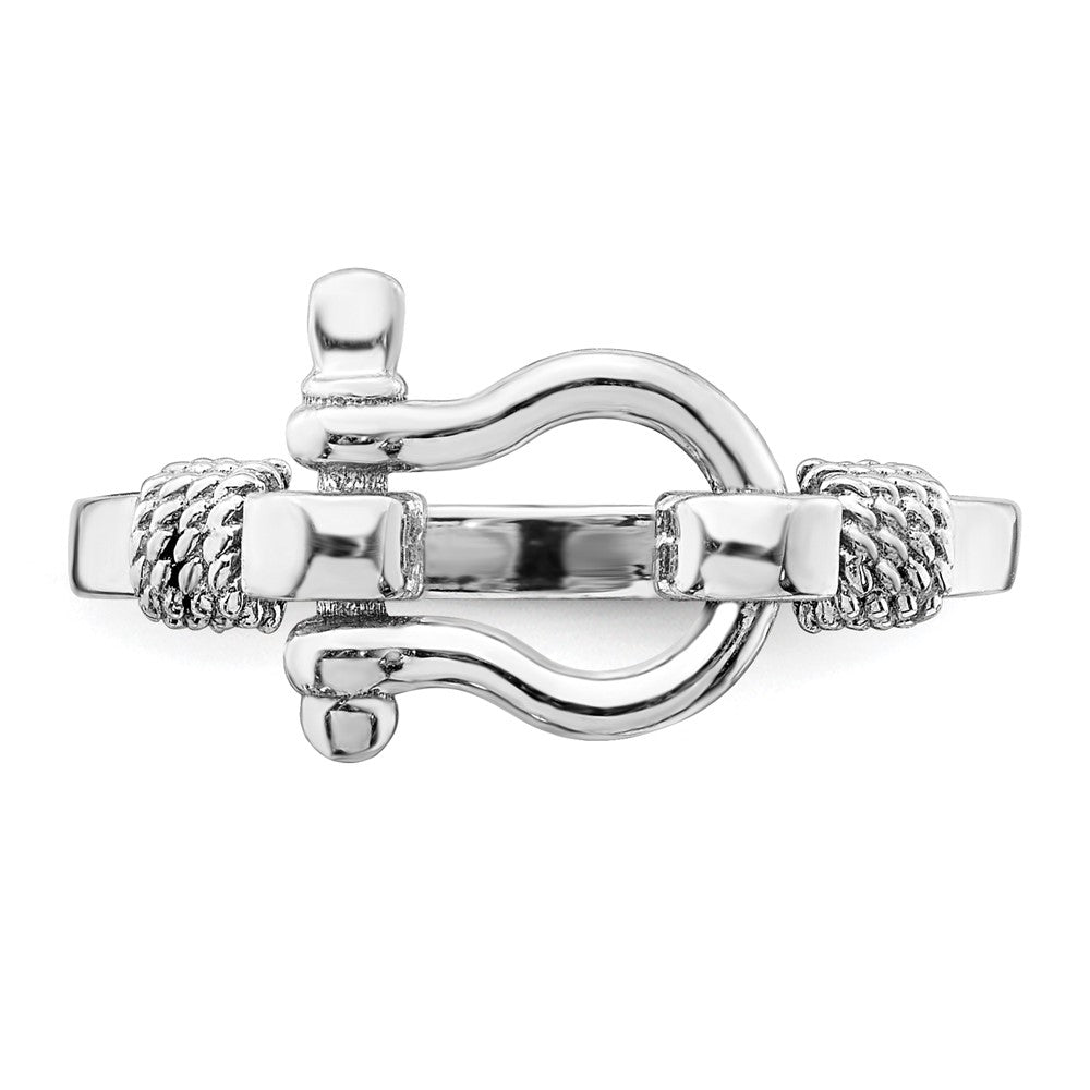 Sterlingsilber De Ani Rhodiniert Poliert Shackle mit Kordel Zierde Ring (size 7 Nur)