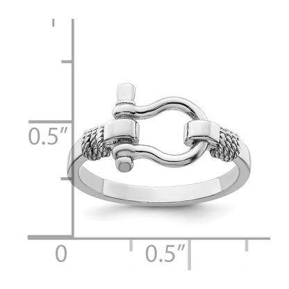 Sterlingsilber De Ani Rhodiniert Poliert Shackle mit Kordel Zierde Ring (size 7 Nur)