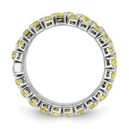 Sterlingsilber Rhodiniert November Gelb Dreifach Zirkonia Verstellbar Ring