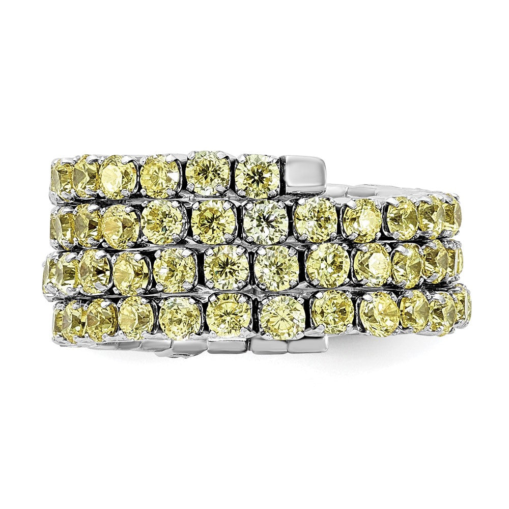 Sterlingsilber Rhodiniert November Gelb Dreifach Zirkonia Verstellbar Ring