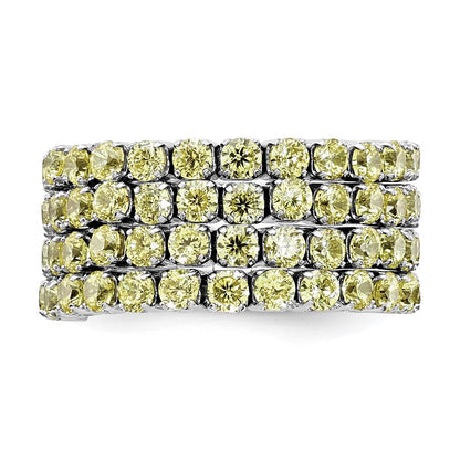 Sterlingsilber Rhodiniert November Gelb Dreifach Zirkonia Verstellbar Ring