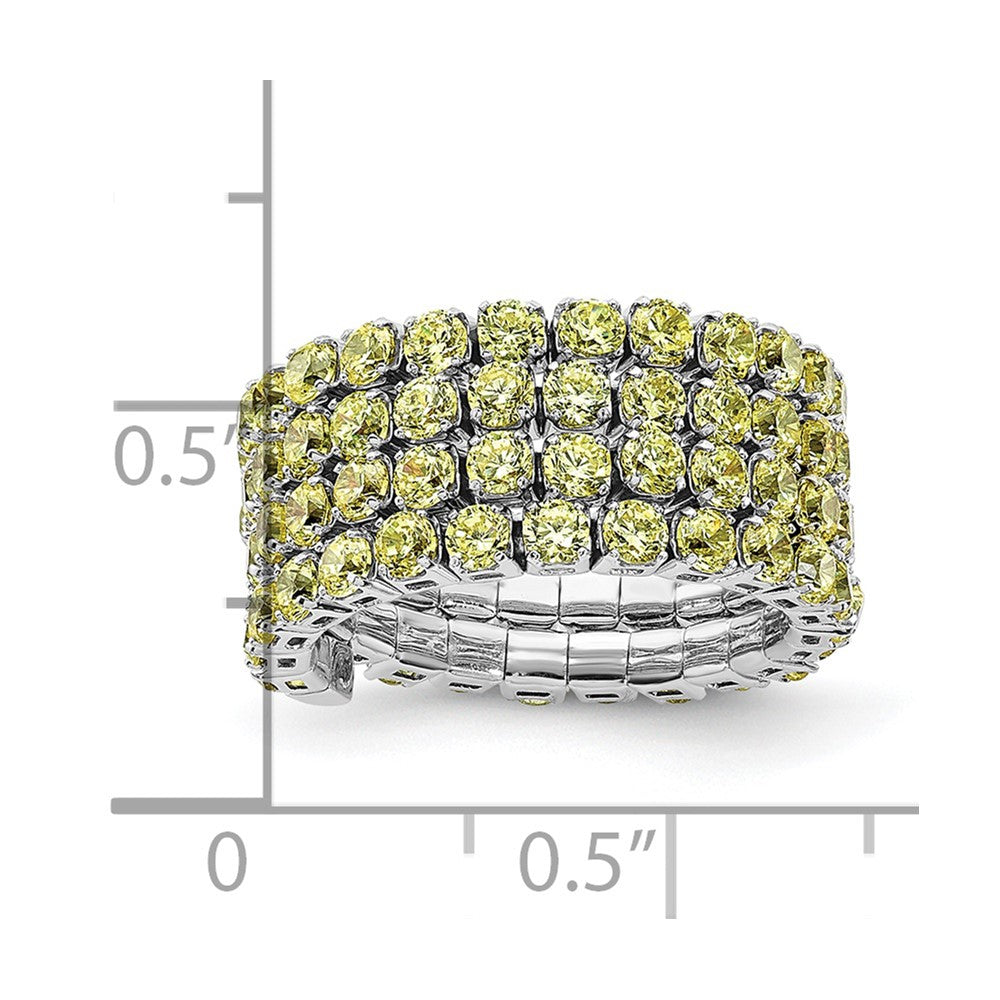 Sterlingsilber Rhodiniert November Gelb Dreifach Zirkonia Verstellbar Ring