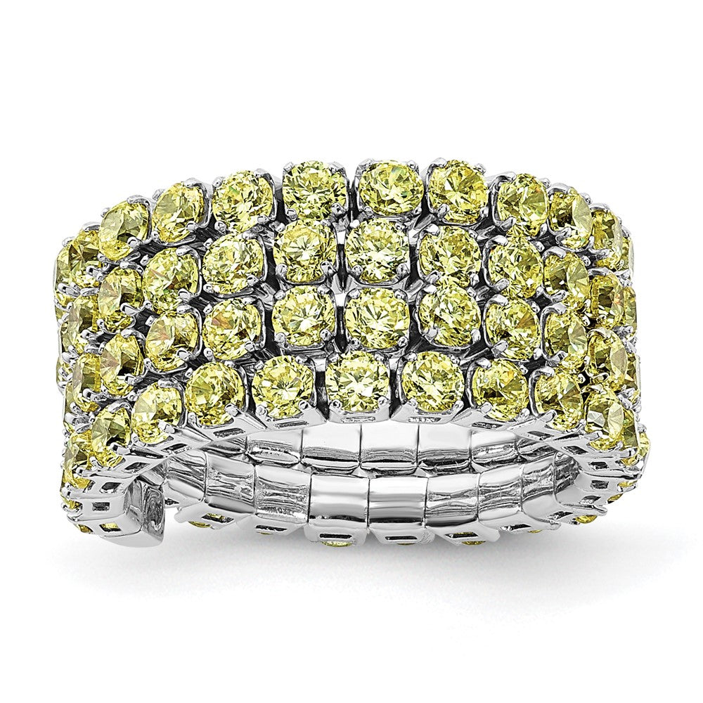 Sterlingsilber Rhodiniert November Gelb Dreifach Zirkonia Verstellbar Ring