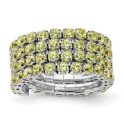 Sterlingsilber Rhodiniert November Gelb Dreifach Zirkonia Verstellbar Ring
