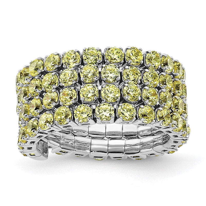 Sterlingsilber Rhodiniert November Gelb Dreifach Zirkonia Verstellbar Ring