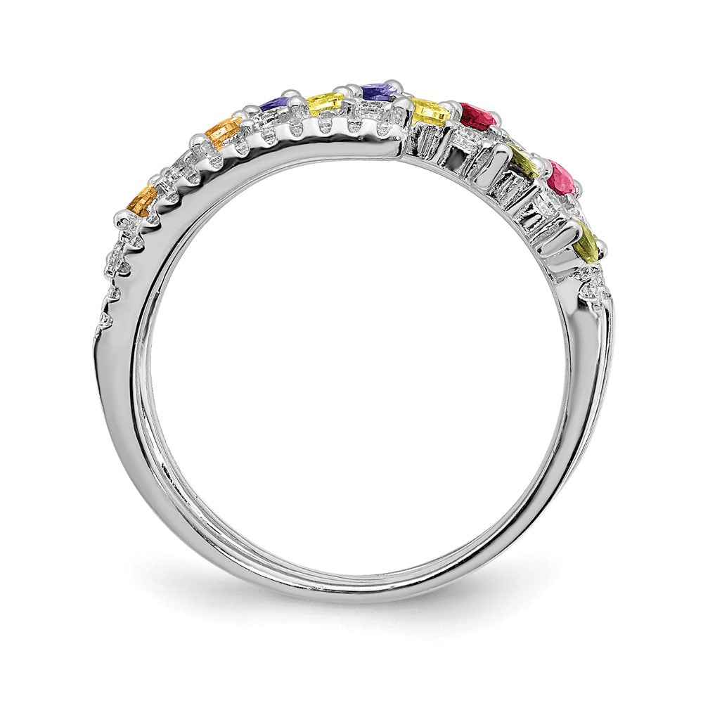 Sterlingsilber Prizma Rhodiniert Weiß und Bunt Doppelt Reihe Marquise Zirkonia Ring