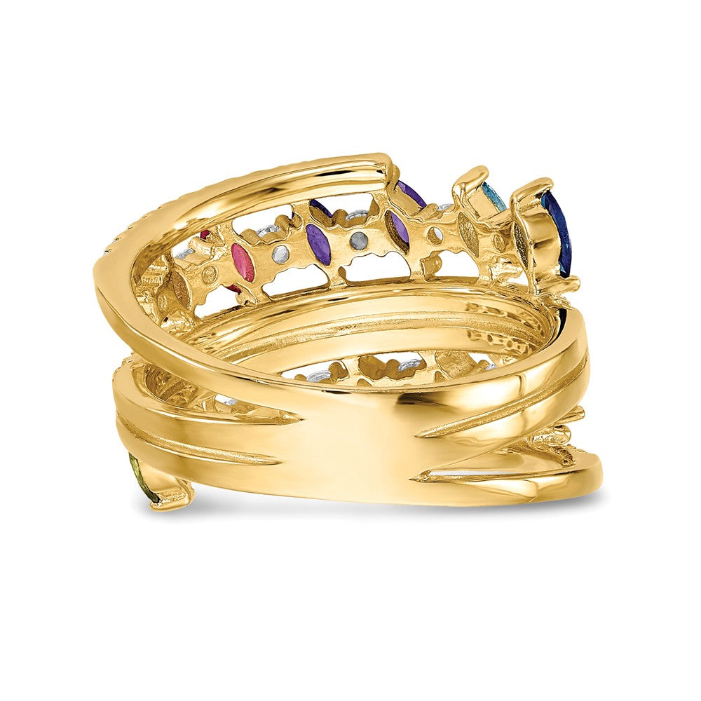 Sterlingsilber Prizma Goldfarben 14K Glanz Beschichtet Bunt Marquise Zirkonia Ring